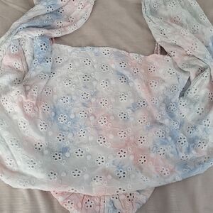 Surf Gypsy Pink and Blue Blouse Bodysuit